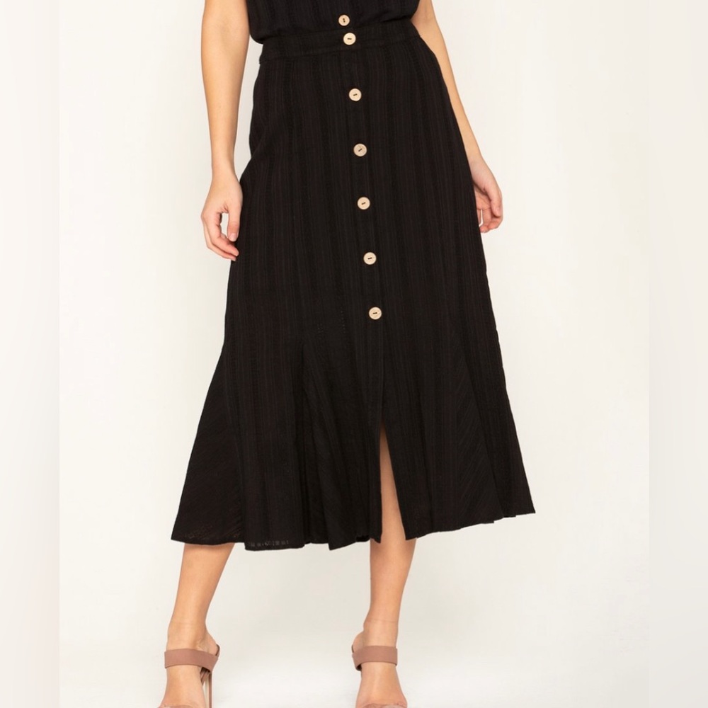 Miss Me Boho Black Button Up Midi Skirt NWT - Picture 6 of 8